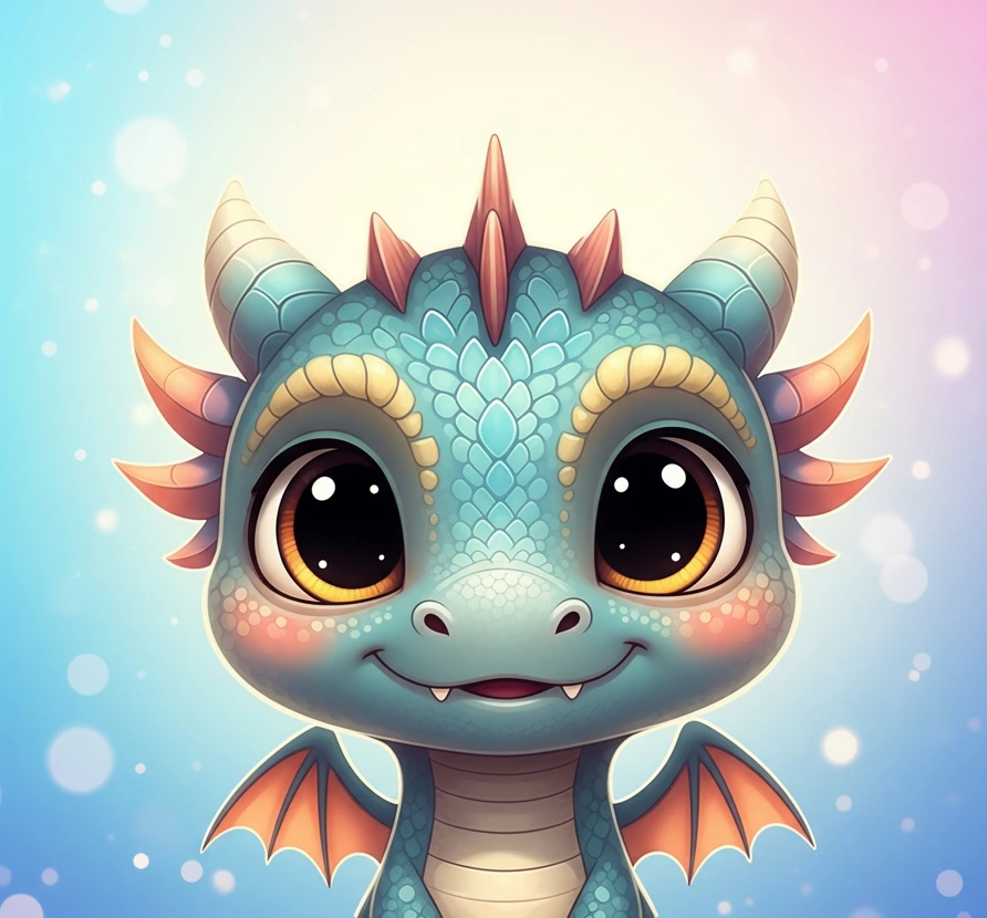 Printable dragon coloring page featuring a cute baby dragon with wings and fire-breath