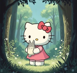 Printable Hello Kitty coloring page featuring the iconic character in a cute pose, perfect for kids' creative activities