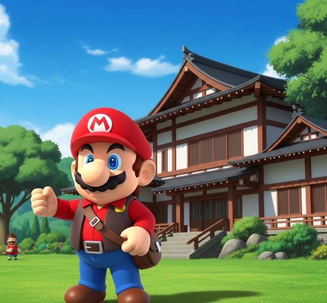 Mario coloring page featuring Super Mario jumping with a mushroom