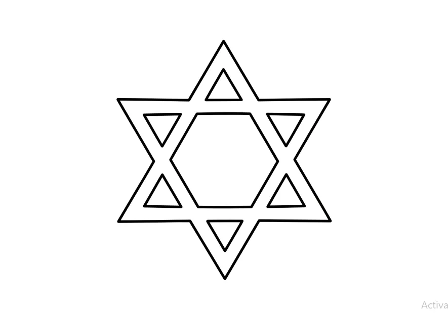 Star of David coloring page with intricate patterns