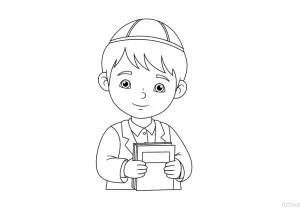 Top-quality Jewish coloring sheet featuring traditional symbols and holiday themes for children