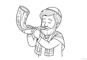 Top-quality Jewish coloring sheet featuring traditional symbols and holiday themes for children