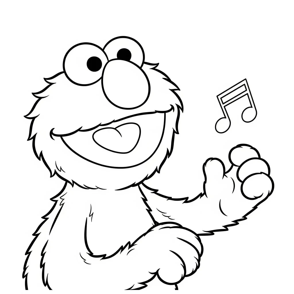 Elmo smiling and waving printable coloring sheet for kids