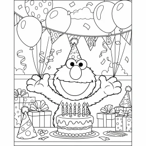 Free printable Elmo coloring page for kids – fun Sesame Street coloring sheet featuring Elmo in various playful scenes