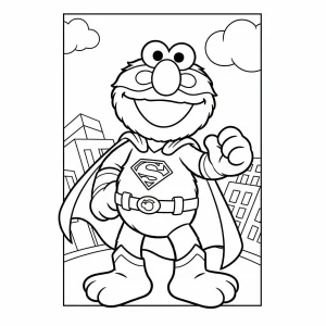 Free printable Elmo coloring page for kids – fun Sesame Street coloring sheet featuring Elmo in various playful scenes