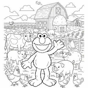 Free printable Elmo coloring page for kids – fun Sesame Street coloring sheet featuring Elmo in various playful scenes