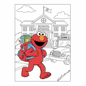 Free printable Elmo coloring page for kids – fun Sesame Street coloring sheet featuring Elmo in various playful scenes