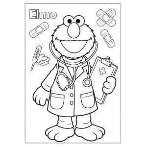 Free printable Elmo coloring page for kids – fun Sesame Street coloring sheet featuring Elmo in various playful scenes