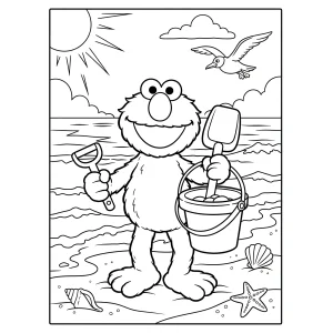 Free printable Elmo coloring page for kids – fun Sesame Street coloring sheet featuring Elmo in various playful scenes