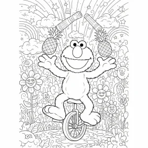 Free printable Elmo coloring page for kids – fun Sesame Street coloring sheet featuring Elmo in various playful scenes