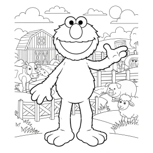 Free printable Elmo coloring page for kids – fun Sesame Street coloring sheet featuring Elmo in various playful scenes