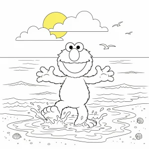 Free printable Elmo coloring page for kids – fun Sesame Street coloring sheet featuring Elmo in various playful scenes