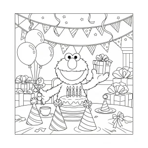 Free printable Elmo coloring page for kids – fun Sesame Street coloring sheet featuring Elmo in various playful scenes