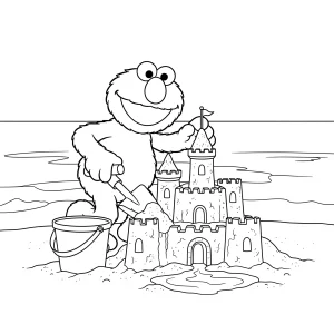 Free printable Elmo coloring page for kids – fun Sesame Street coloring sheet featuring Elmo in various playful scenes