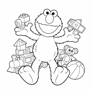 Free printable Elmo coloring page for kids – fun Sesame Street coloring sheet featuring Elmo in various playful scenes