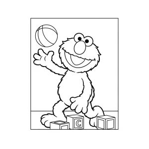 Free printable Elmo coloring page for kids – fun Sesame Street coloring sheet featuring Elmo in various playful scenes