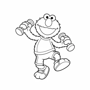 Free printable Elmo coloring page for kids – fun Sesame Street coloring sheet featuring Elmo in various playful scenes