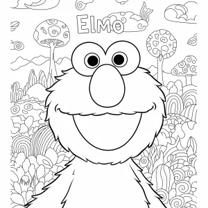 Free printable Elmo coloring page for kids – fun Sesame Street coloring sheet featuring Elmo in various playful scenes