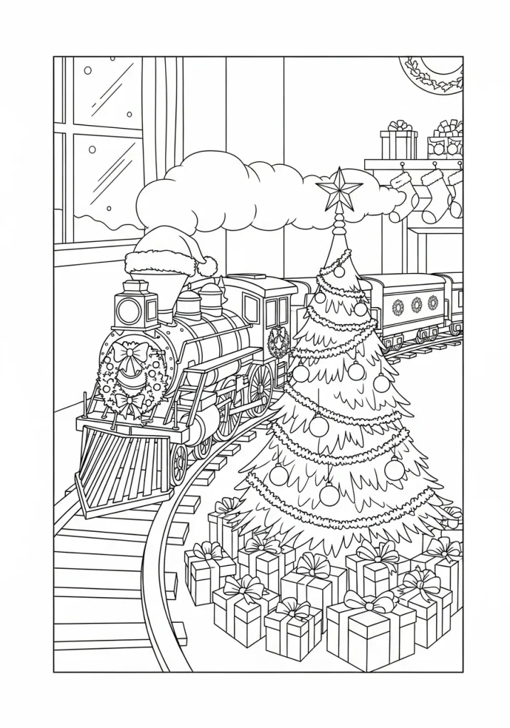christmas train coloring pages