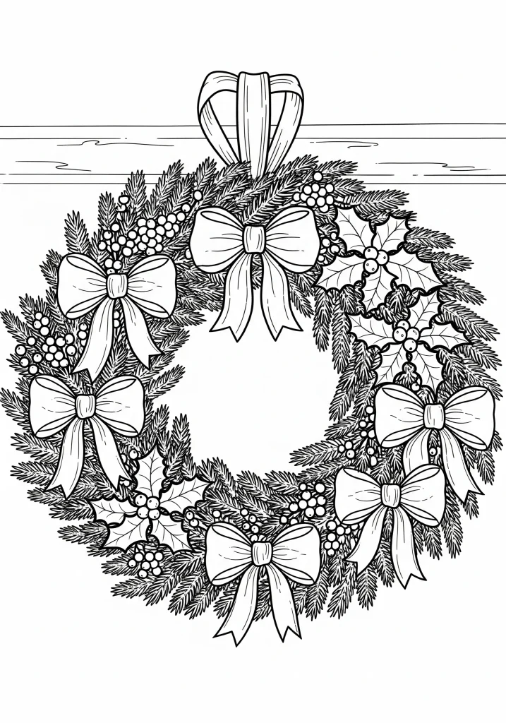 christmas wreath coloring pages
