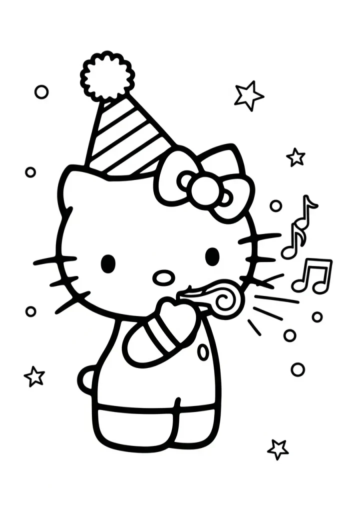 hello kitty birthday coloring pages1