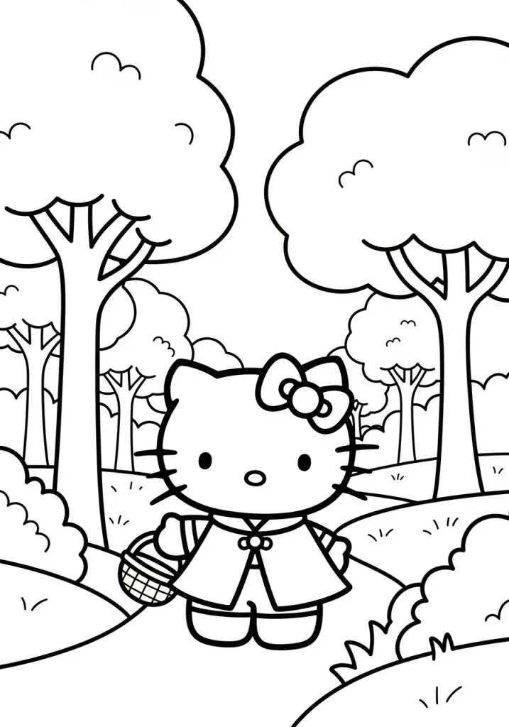 hello kitty in hoodie coloring pages