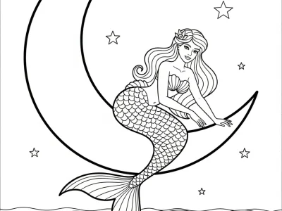 Mermaid Coloring Pages - Free printable coloring page