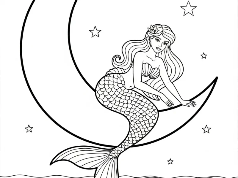 Mermaid Coloring Pages - Free printable coloring page