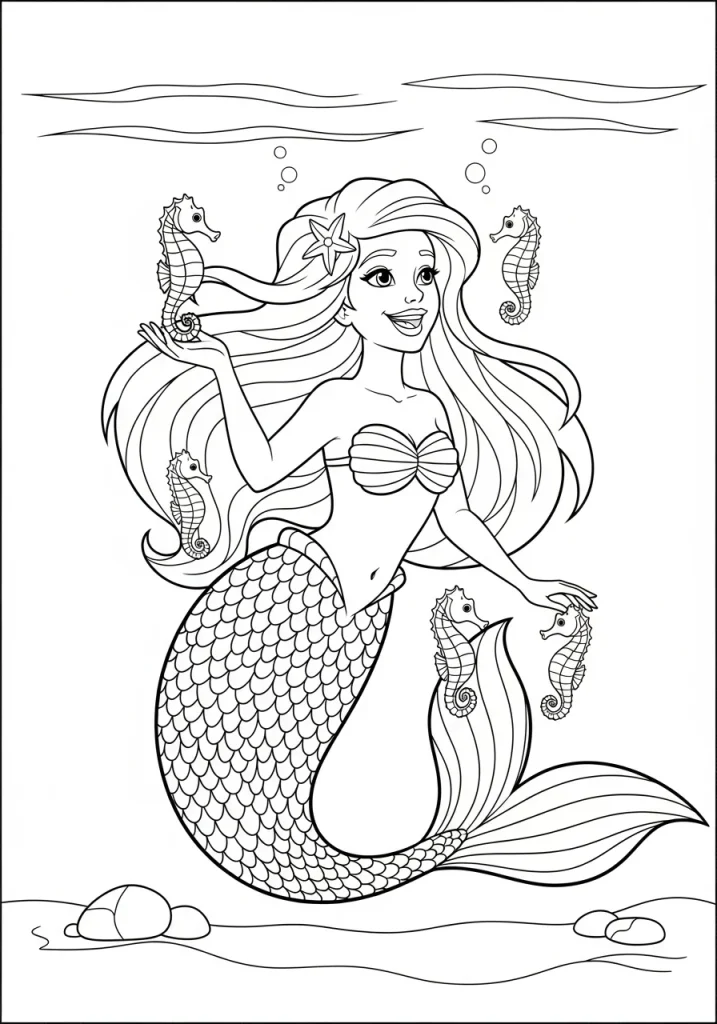 mermaid coloring pages for toddlers