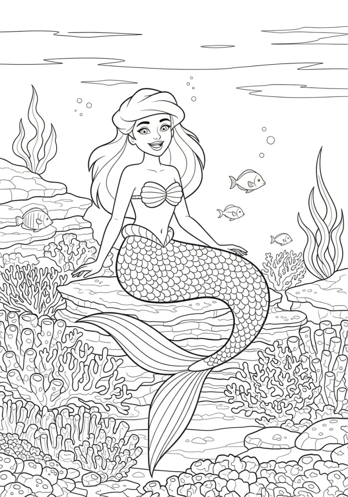 free mermaid coloring pages for kids