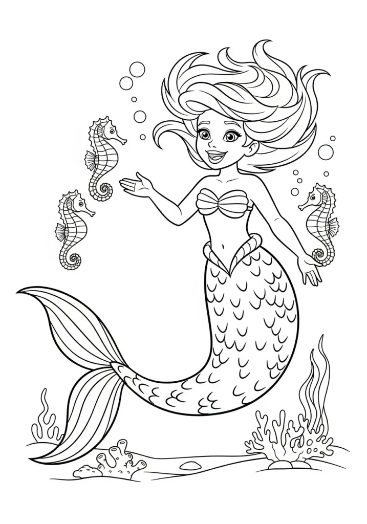 mermaid coloring pages printable free