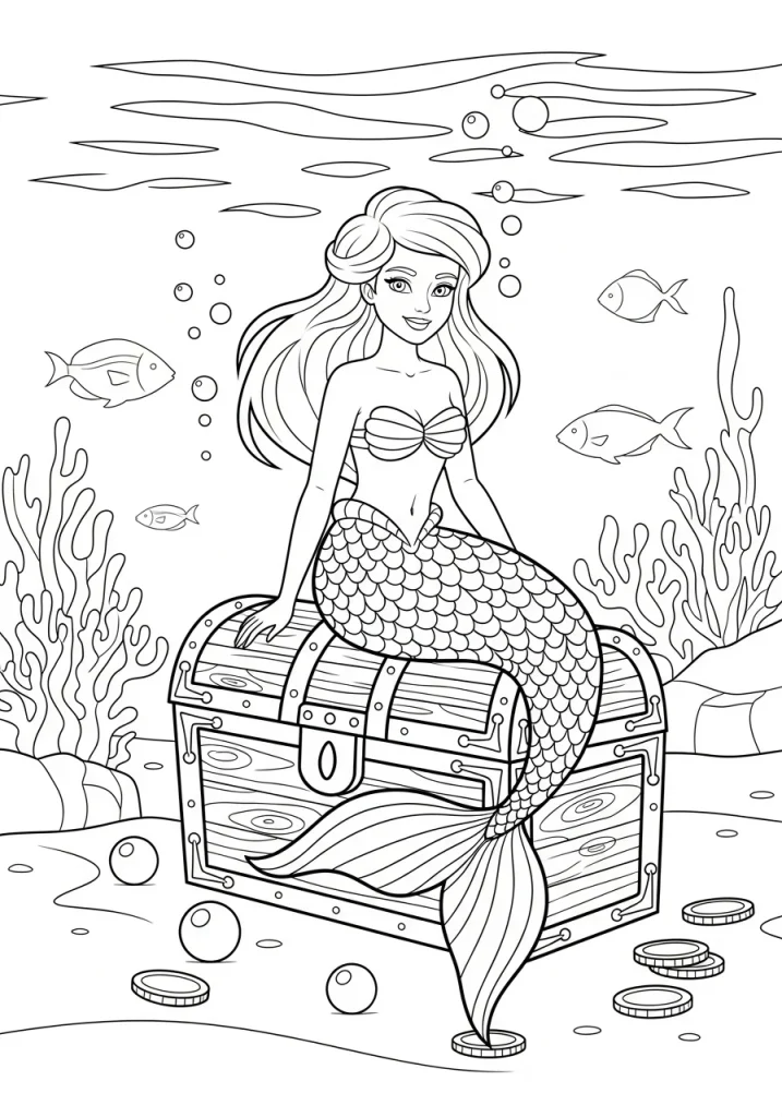 mermaid coloring pages for kids