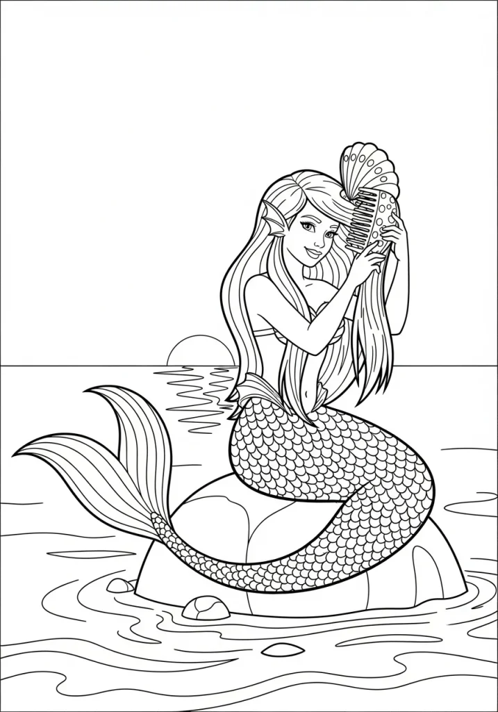 mermaid coloring pages for kids