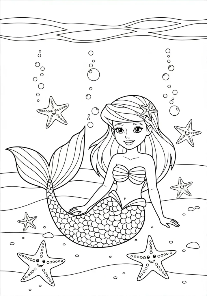 mermaid coloring pages pdf free