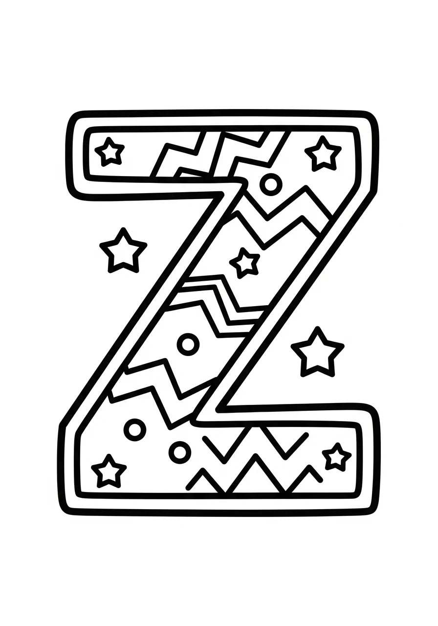 Christmas alphabet coloring page Z for Zest