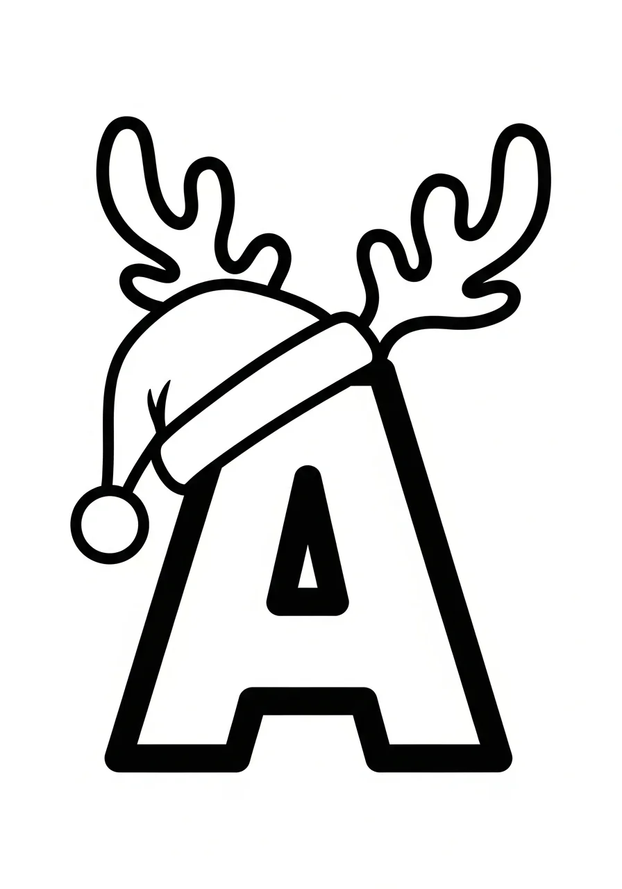 Christmas alphabet coloring page A for Angel