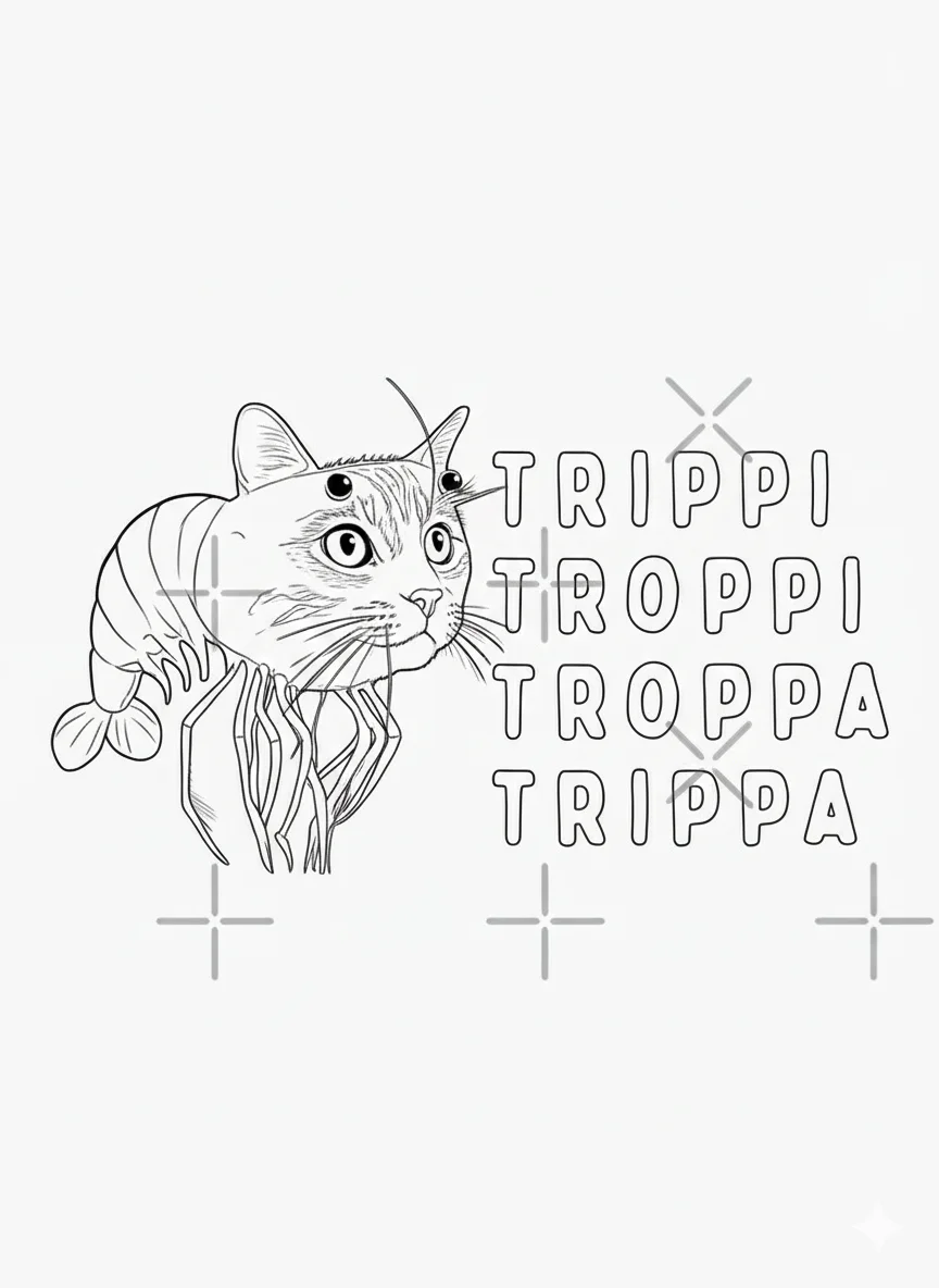 Zestful Italian brainrot energetic coloring page final