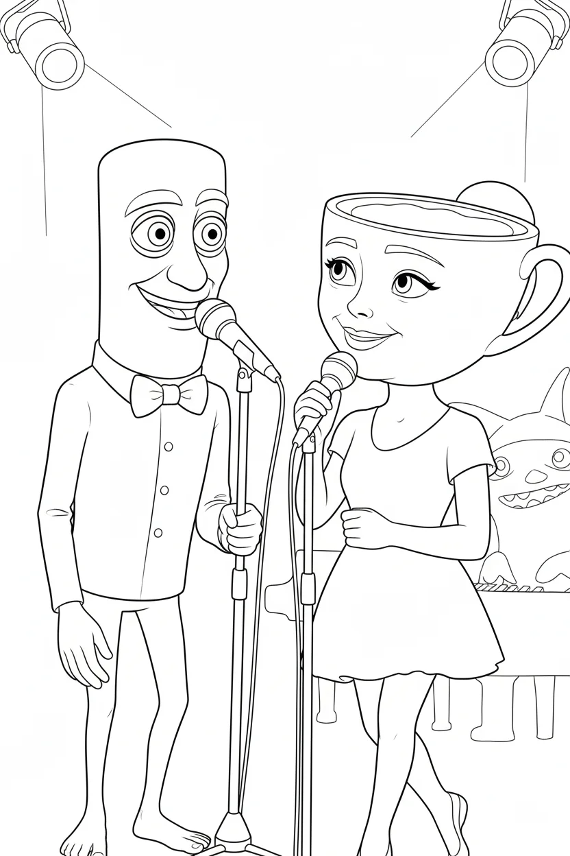 Italian brainrot coloring sheet with thick lines for children