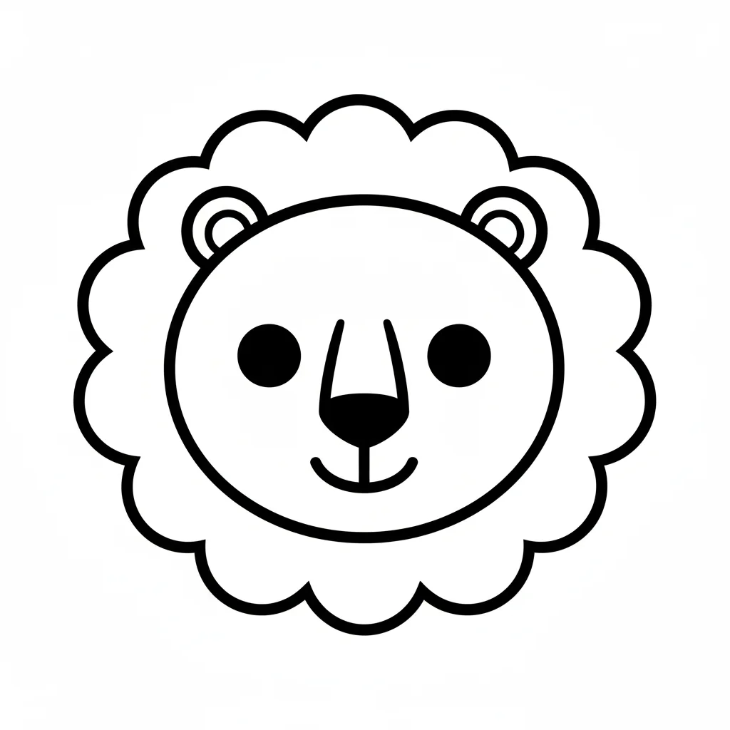 Simple lion character with bold outlines easy coloring