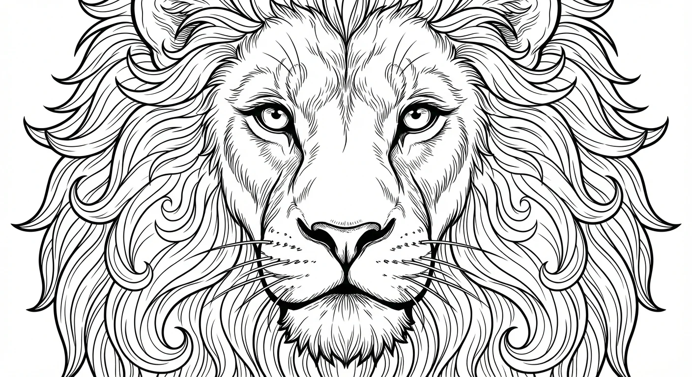 Detailed lion pattern coloring page