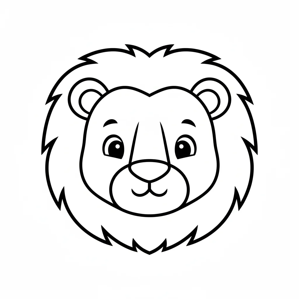 Realistic lion portrait coloring page