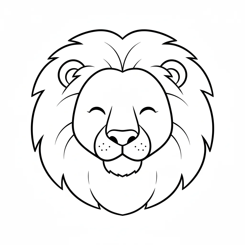 Easy lion coloring page for kids with bold outlines
