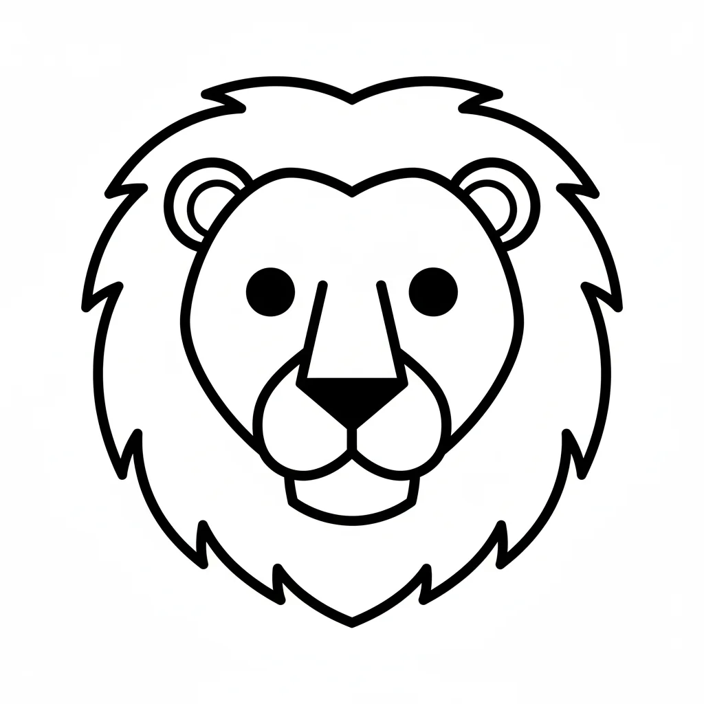 Lion coloring sheet with thick lines for children